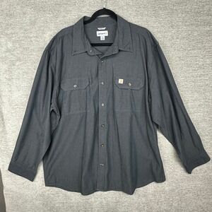 Carhartt Mens 2XL Gray Original Fit Long Sleeve Button Up Work Shirt